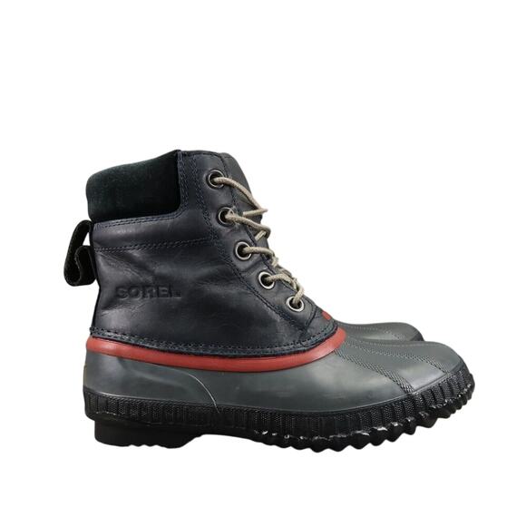 Sorel Boots Men 6 Snow Winter Cheyanne II Leather Rubber Lace Up Waterproof Grey - Picture 2 of 15